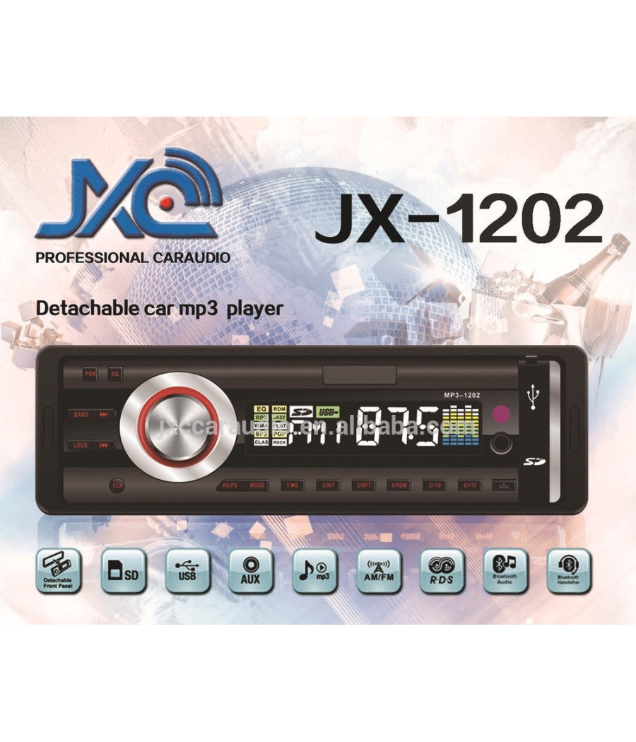 Stereo Auto Autoradio Aux Mp3 Slot Usb Sd Radio Fm Frontalino Estraibile Mod1202         