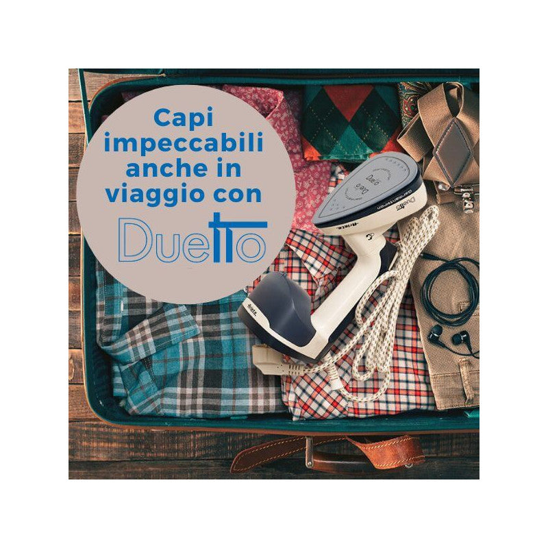 Stiratrice Verticale e Ferro da Stiro - Piastra in Ceramica, 1000W - Bianco e Blu