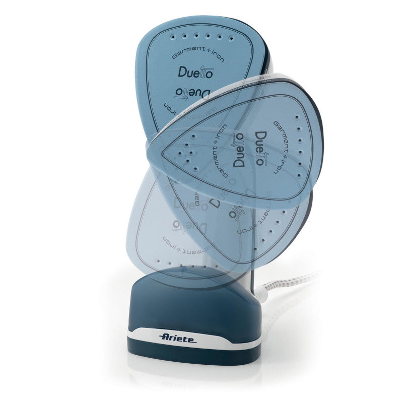 Stiratrice Verticale e Ferro da Stiro - Piastra in Ceramica, 1000W - Bianco e Blu