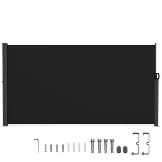 Tenda da sole laterale retrattile per uso esterno 300 x 18 x 160 cm design pieghevole e resistente poliestere nero 20_0010782