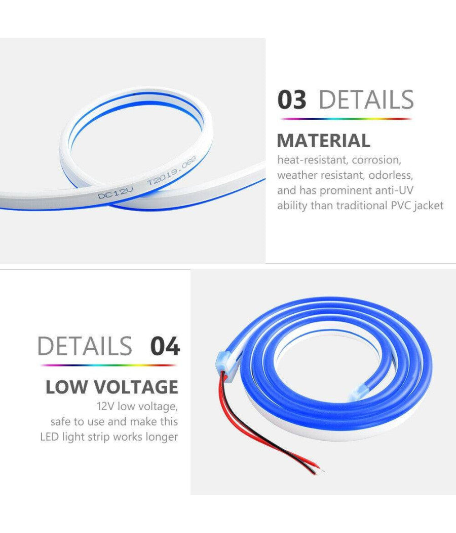 Strip Led Fluorescente Effetto Tubo Neon Colorato Impermeabile In Silicone Dc12v  -verde      -