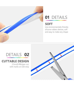 Strip Led Fluorescente Effetto Tubo Neon Colorato Impermeabile In Silicone Dc12v         