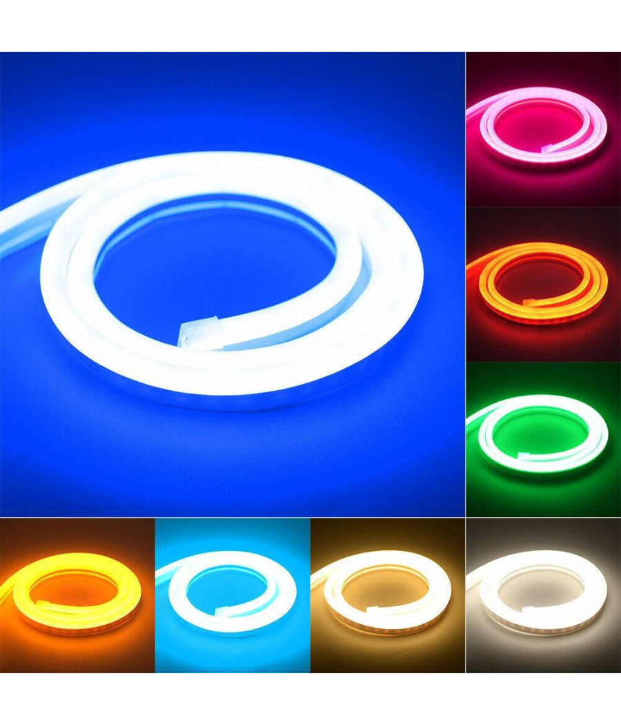 Strip Led Fluorescente Effetto Tubo Neon Colorato Impermeabile In Silicone Dc12v  -bianco Naturale      -