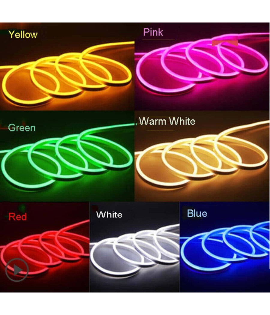 Strip Led Fluorescente Effetto Tubo Neon Colorato Impermeabile In Silicone Dc12v         