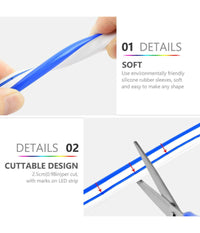 Strip Led Fluorescente Effetto Tubo Neon Colorato Impermeabile In Silicone Dc12v  -blu      -