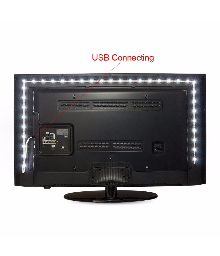 Strip Led Luce Fredda Striscia 90 Cm Usb Per Retroilluminazione Televisore Tv         