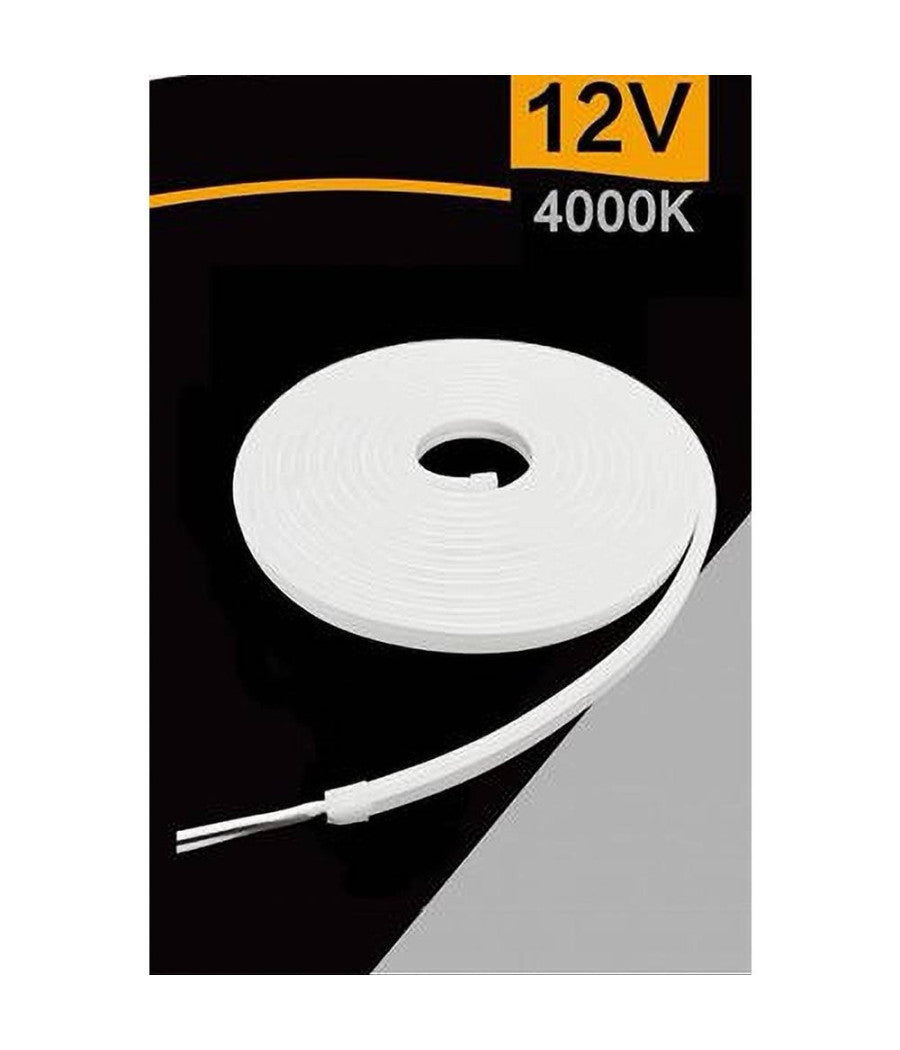 Strip Led Neon Flessibile Striscia Decorativa 5 Mt Ip65 Vari Toni Di Luce U-12v  -bianco Naturale      -