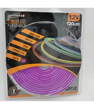 Strip Led Neon Flessibile Striscia Decorativa 5 Mt Ip65 Vari Toni Di Luce U-12v  -viola      -