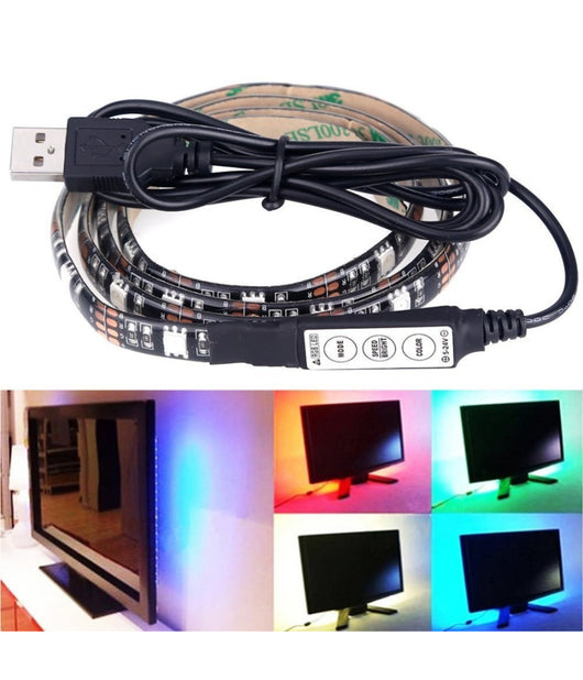 Strip Led Rgb Striscia 200cm Con Attacco Usb Per Retroilluminazione Televisore         