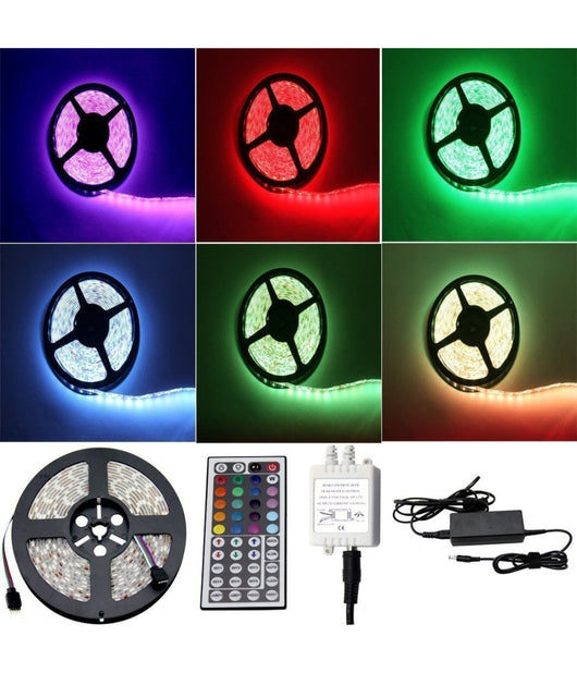 Strip Led Striscia Multicolor Rgb Da 5 Metri Bobina Smd 5050 Impermeabile 12v         