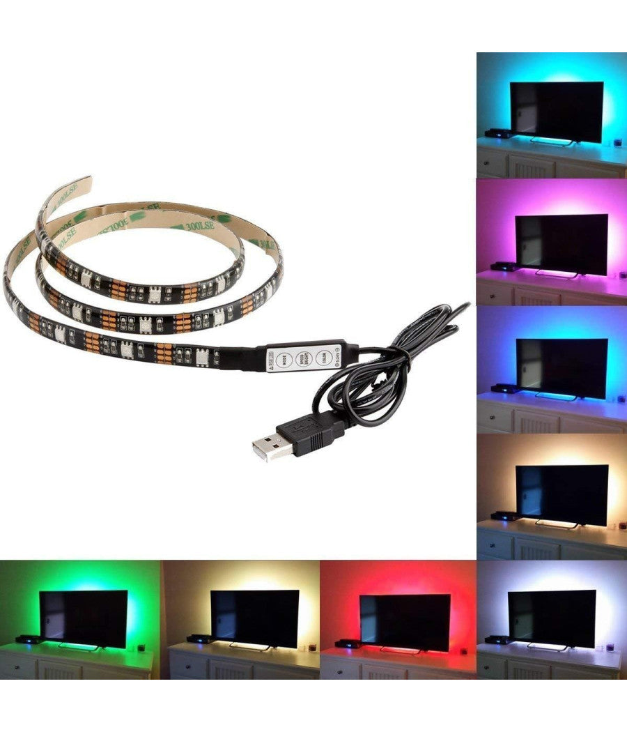 Strip Led Striscia Usb 100cm L5 6.48w 5v Per Retroilluminazione Televisore Tv         