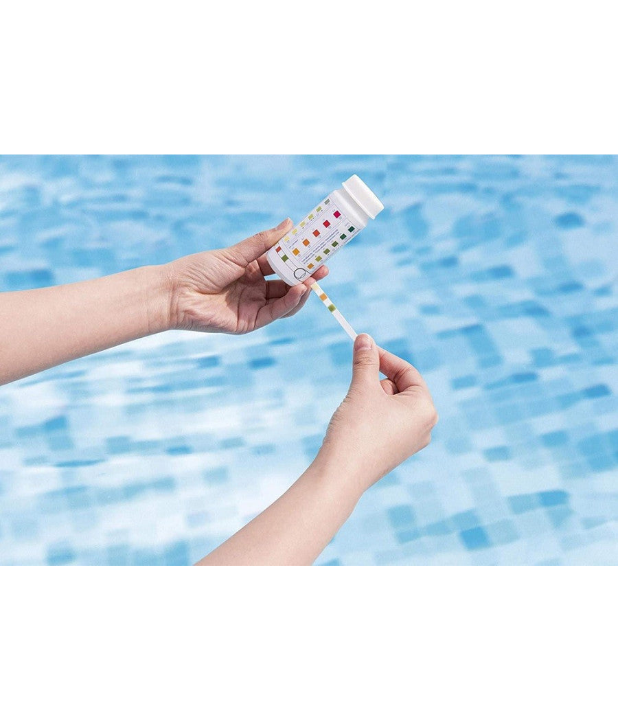 Trade Shop - Strisce Test Acqua Piscine Spa 3in1 50 Pz 3 Funzioni Cloro Ph E Alcalinità 58142 -