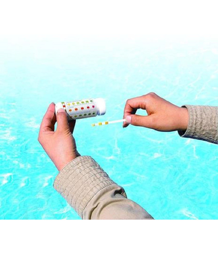 Trade Shop - Strisce Test Acqua Piscine Spa 3in1 50 Pz 3 Funzioni Cloro Ph E Alcalinità 58142 -