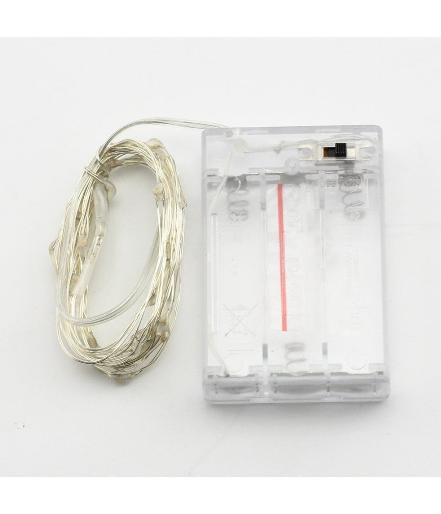 Striscia 3 Metri Strip Led Bobina Flessibile A Batterie Filo Di Rame Luce         