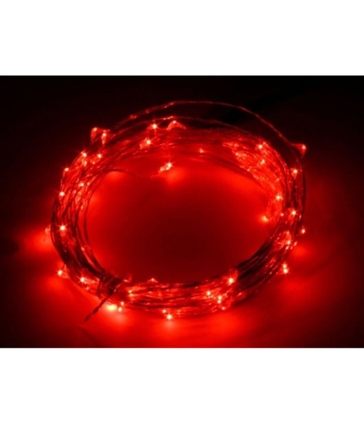 Striscia 3 Metri Strip Led Bobina Flessibile A Batterie Filo Di Rame Luce  -rosso      -