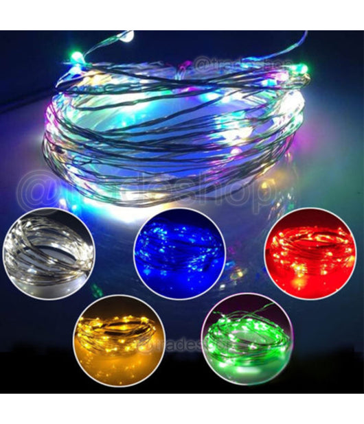 Striscia 3 Metri Strip Led Bobina Flessibile A Batterie Filo Di Rame Luce         