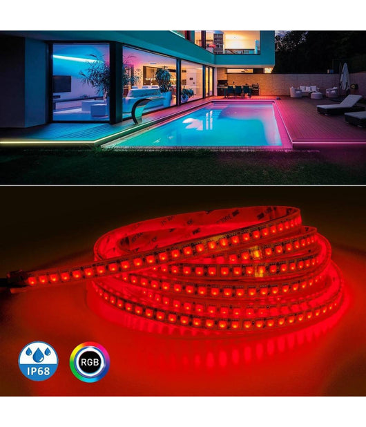 Striscia 600led Impermeabile Ip68 Dimmerabile Luce Multicolore Rgb 75w 24v Esterni         