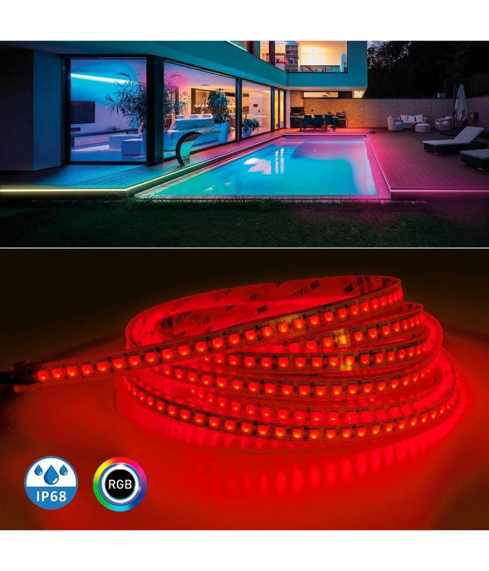 Striscia 600led Impermeabile Ip68 Dimmerabile Luce Multicolore Rgb 75w 24v Esterni         