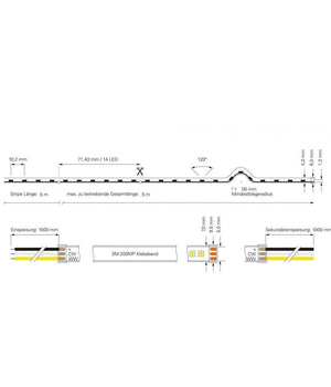 Striscia 980led 62w Cct Da 3000k A 6500k 24v Impermeabile Dimmerabile Bobina 5mt         