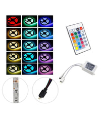 Striscia A Led Rgb 5 Mt Metri 300 Smd 5050 Bobina Strip Adesiva Con Telecomando         