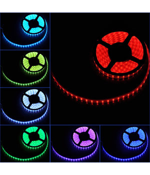 Striscia A Led Rgb 5 Mt Metri 300 Smd 5050 Bobina Strip Adesiva Con Telecomando         