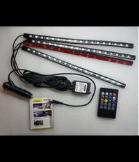 Striscia Interni Auto 12led Rgb Luci Vano Piedi Atmosfera Telecomando 12v Q-cd52         