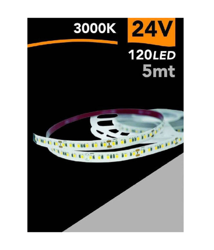 Striscia Led 2835 Strip 5 Mt 24v 120 Led Smd Luce 3000k 4000k 6500k 2835-24v-5mm  -bianco Caldo      -