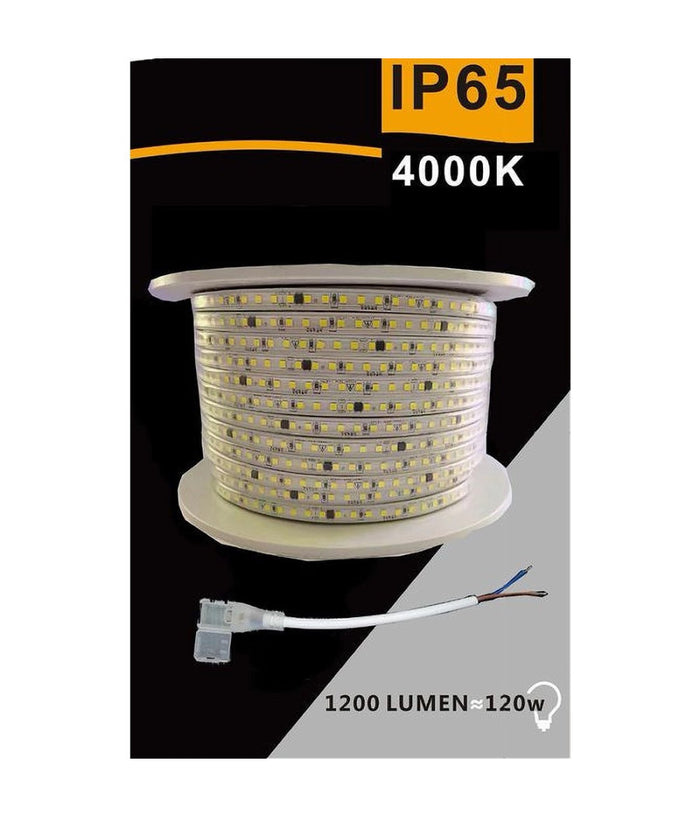 Striscia Led 3535 220v 12w/mt 120led/mt 100 Mt 8mm Vari Colori Di Luce 3535-120d  -bianco Naturale      -