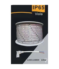 Striscia Led 3535 220v 12w/mt 120led/mt 100 Mt 8mm Vari Colori Di Luce 3535-120d  -viola      -