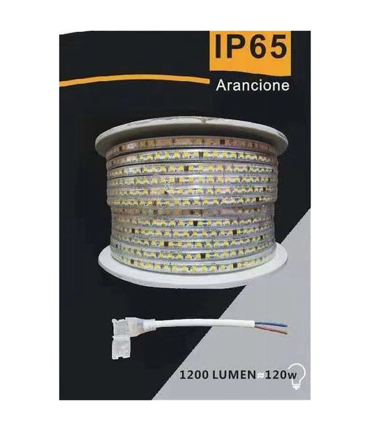 Striscia Led 3535 220v 12w/mt 120led/mt 100 Mt 8mm Vari Colori Di Luce 3535-120d  -giallo      -