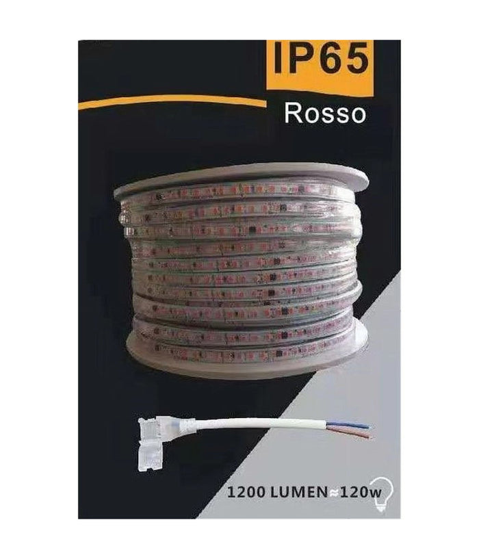 Striscia Led 3535 220v 12w/mt 120led/mt 100 Mt 8mm Vari Colori Di Luce 3535-120d  -rosso      -