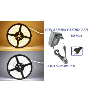 Striscia Led 5050 Flessibile 4,5m Con + Alimentatore Luce Bianco Freddo Caldo         