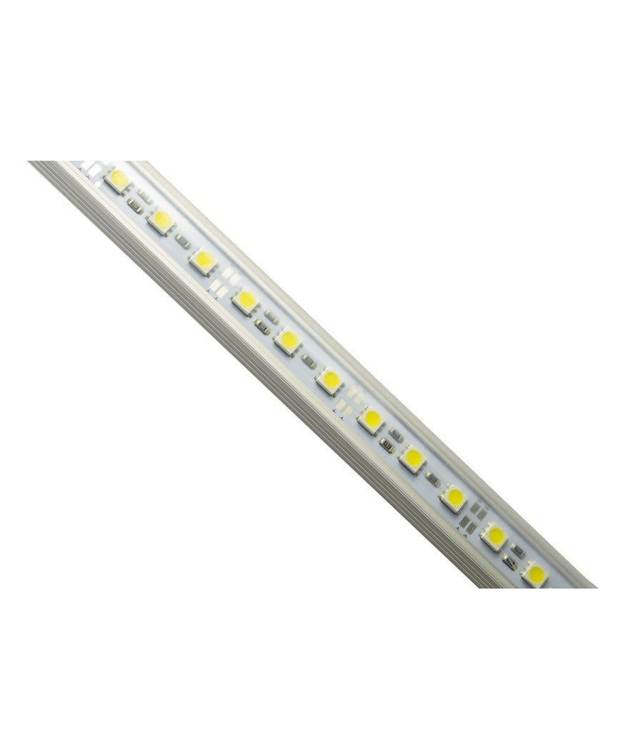 Striscia Led Barra Rigida Profilo Alluminio Copertura Plexiglass 2mt M Metri  -bianco Caldo      -