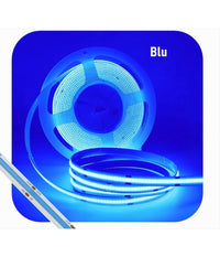 Striscia Led Cob Bobina 5mt Flessibile Dc 24v Varie Temperature Colore Cob-24v-320  -blu      -