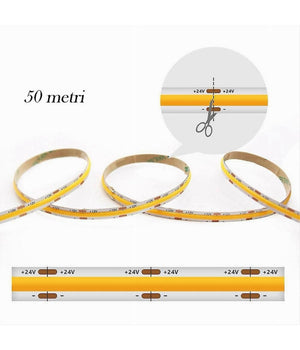 Striscia Led Cob Strip Bobina 50mt 24volt Led Smd Luce 4000k 6500k 3000k Cob-50m         