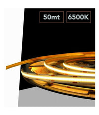 Striscia Led Cob Strip Bobina 50mt 24volt Led Smd Luce 4000k 6500k 3000k Cob-50m         