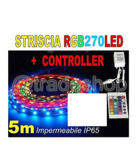 Striscia Led Colorata Rgb 5m Smd5050 Impermeabile Con Alimentatore E Telecomando         