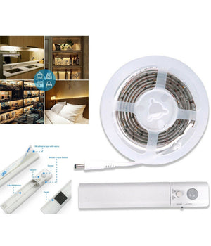 Striscia Led Con Sensore Di Movimento Luce Bianca 6000k 1mt Armadi Letto         