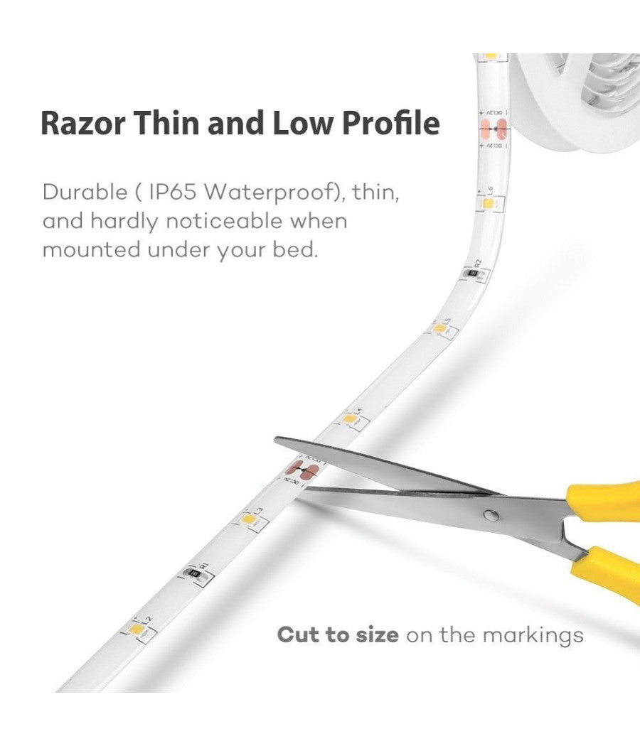 Striscia Led Con Sensore Di Movimento Luce Bianca 6000k 1mt Armadi Letto         