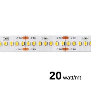 Striscia a led da 20W/MT 24V 2608 lm/mt 3000K - Bobina da 5 metri IP20