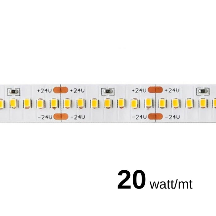 Striscia a led da 20W/MT 24V 2608 lm/mt 3000K - Bobina da 5 metri IP20