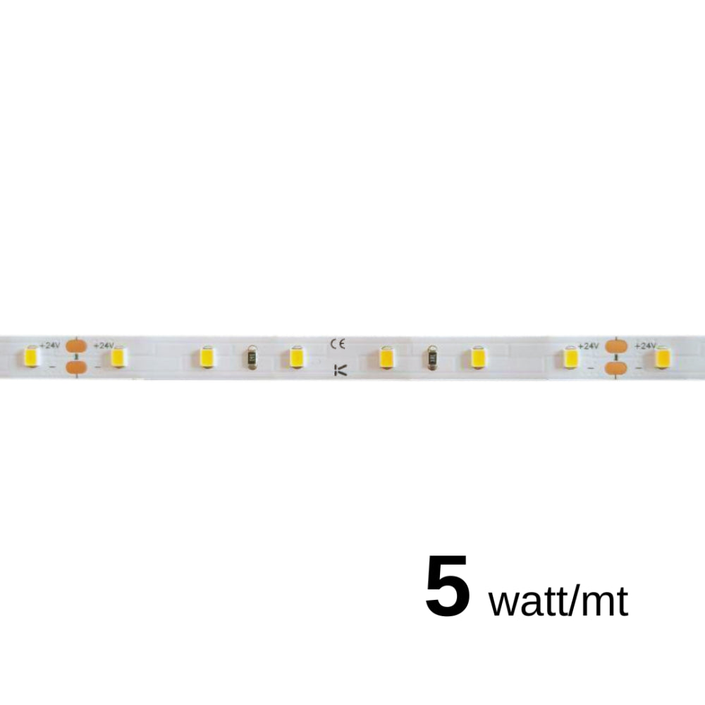 Striscia a led da 5W/MT 24V 610 lm/mt 4000K - Bobina da 5 metri IP20