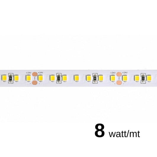 Striscia a led da 8W/MT 24V 1093 lm/mt 3000K - Bobina da 5 metri IP20