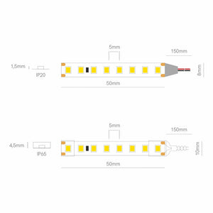 Striscia Led Fine 79 - 24V, 10W/m, CRI≥80, IP65, 2700K - Bobina 5m - Beneito Faure - Striscia a led led per interni ed esterni