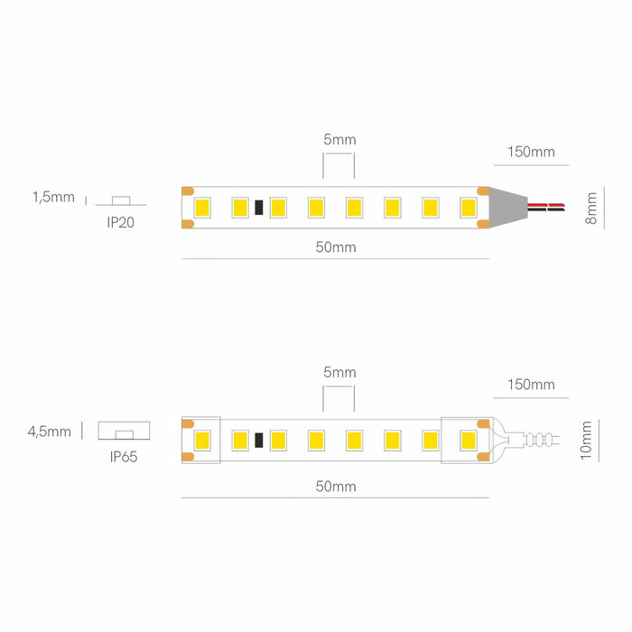 Striscia Led Fine 79 - 24V, 10W/m, CRI≥80, IP65, 2700K - Bobina 5m - Beneito Faure - Striscia a led led per interni ed esterni