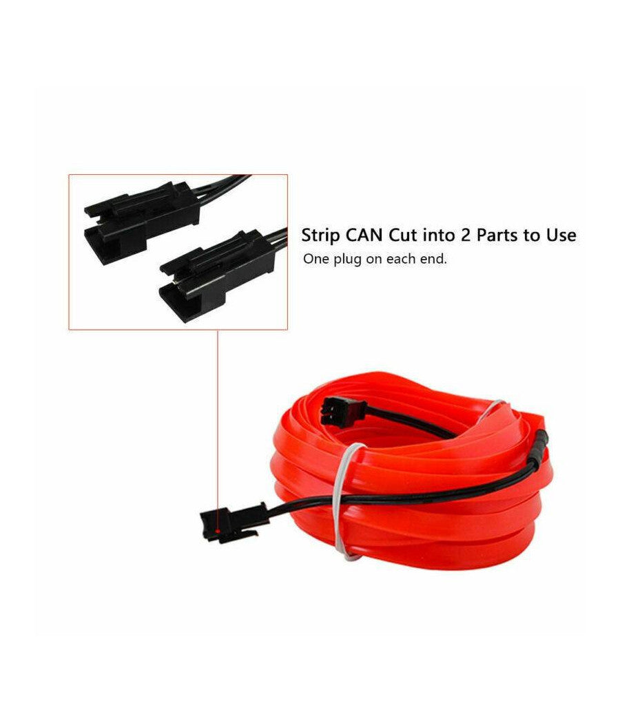 Striscia Led Fluorescente Rosso Luci Ambiente Neon 12v 14w Illuminazione Auto         