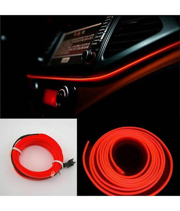 Striscia Led Fluorescente Rosso Luci Ambiente Neon 12v 14w Illuminazione Auto         