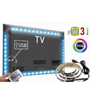 Striscia Led Per Retroilluminazione Tv Monitor Rgb Smd 5050 3mt Usb Dc5v 5050rgb-5v         