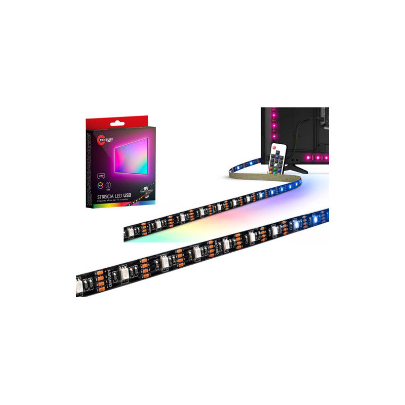 Striscia LED RGB 3 m con USB e telecomando per TV fino a 75" – Century