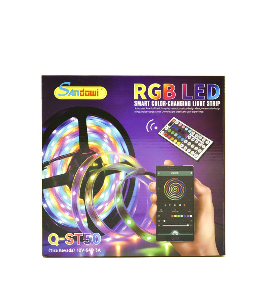 Striscia Led Rgb Autoadesiva 5mt Con Funzione Audio Bluetooth Telecomando Q-st50         